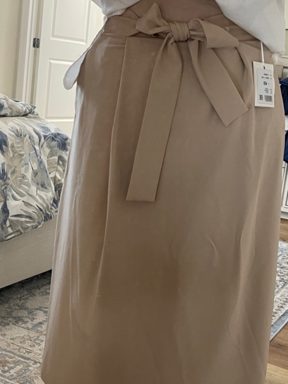 Peserico Beige Bow-Waist Midi Skirt